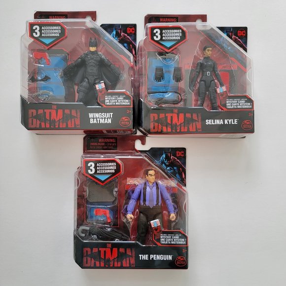 Lot of 3 The Batman figures w/ 3 acc each: The Penguin, Selina Kyle, The Batman - Picture 1 of 12